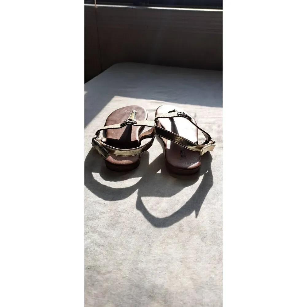 Michael Kors Size Big Girls Size 5 Sandals Tan & Gold Bentley 2
